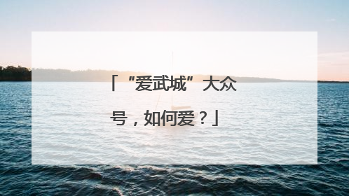 “爱武城”大众号，如何爱？