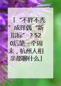 “不胖不秃”成择偶“新指标”？520后第一个周末，杭州人相亲都聊什么