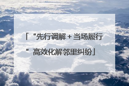 “先行调解＋当场履行”高效化解邻里纠纷