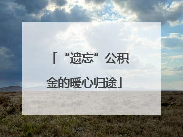 “遗忘”公积金的暖心归途