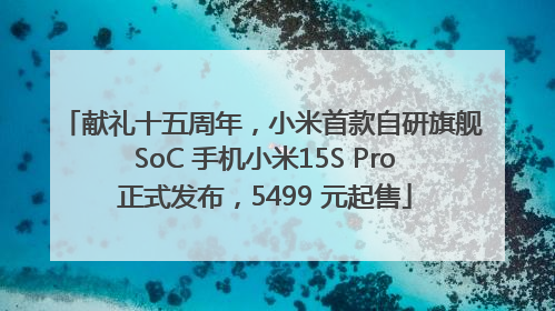 献礼十五周年，小米首款自研旗舰 SoC 手机小米15S Pro 正式发布，5499 元起售
