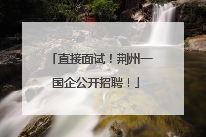 直接面试！荆州一国企公开招聘！