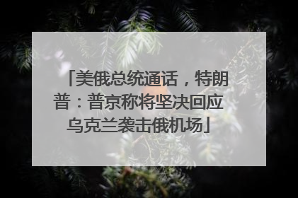 美俄总统通话，特朗普：普京称将坚决回应乌克兰袭击俄机场
