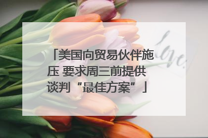 美国向贸易伙伴施压 要求周三前提供谈判“最佳方案”