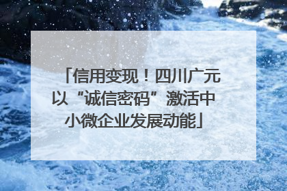 信用变现！四川广元以“诚信密码”激活中小微企业发展动能