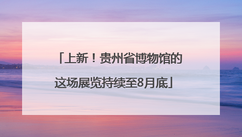 上新！贵州省博物馆的这场展览持续至8月底