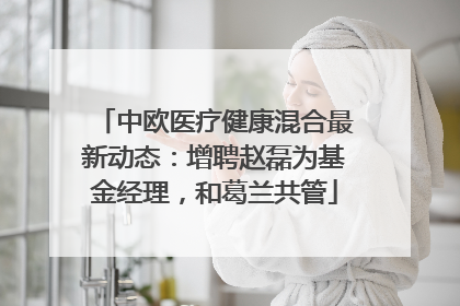 中欧医疗健康混合最新动态：增聘赵磊为基金经理，和葛兰共管