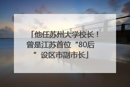 他任苏州大学校长！曾是江苏首位“80后”设区市副市长
