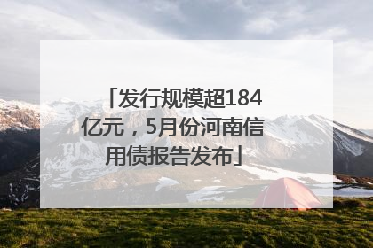 发行规模超184亿元，5月份河南信用债报告发布