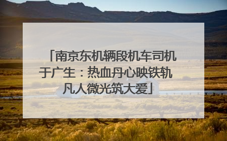 南京东机辆段机车司机于广生：热血丹心映铁轨 凡人微光筑大爱