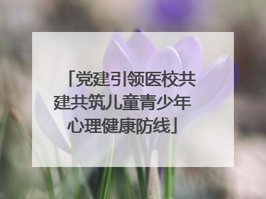 党建引领医校共建共筑儿童青少年心理健康防线