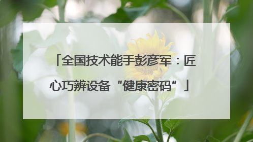全国技术能手彭彦军：匠心巧辨设备“健康密码”