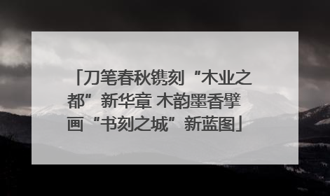 刀笔春秋镌刻“木业之都”新华章 木韵墨香擘画“书刻之城”新蓝图