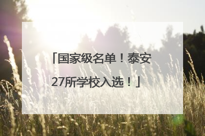 国家级名单！泰安27所学校入选！