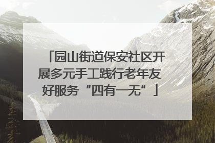 园山街道保安社区开展多元手工践行老年友好服务“四有一无”