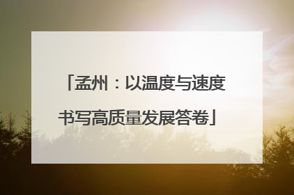 孟州：以温度与速度书写高质量发展答卷