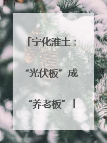 宁化淮土：“光伏板”成“养老板”