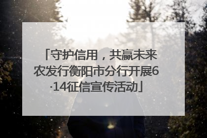 守护信用，共赢未来 农发行衡阳市分行开展6·14征信宣传活动