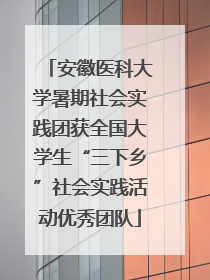 安徽医科大学暑期社会实践团获全国大学生“三下乡”社会实践活动优秀团队
