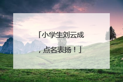 小学生刘云成，点名表扬！