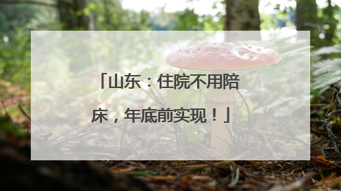 山东：住院不用陪床，年底前实现！