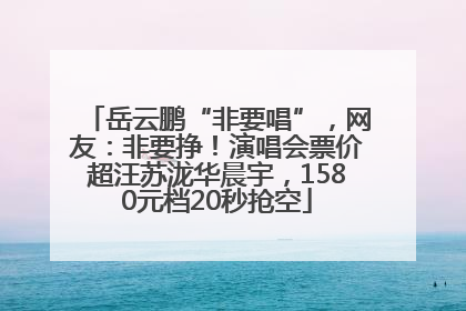 岳云鹏“非要唱”，网友：非要挣！演唱会票价超汪苏泷华晨宇，1580元档20秒抢空