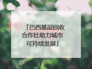 巴西基层回收合作社助力城市可持续发展