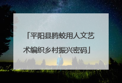 平阳县腾蛟用人文艺术编织乡村振兴密码