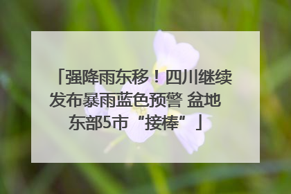 强降雨东移！四川继续发布暴雨蓝色预警 盆地东部5市“接棒”