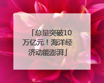 总量突破10万亿元！海洋经济动能澎湃