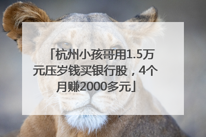 杭州小孩哥用1.5万元压岁钱买银行股，4个月赚2000多元