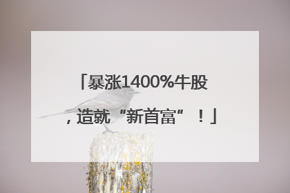 暴涨1400%牛股，造就“新首富”！