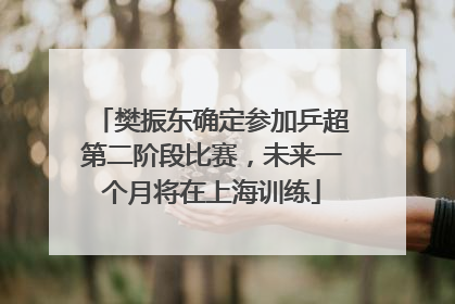 樊振东确定参加乒超第二阶段比赛，未来一个月将在上海训练
