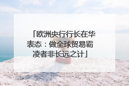 欧洲央行行长在华表态：做全球贸易霸凌者非长远之计