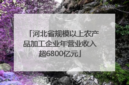 河北省规模以上农产品加工企业年营业收入超6800亿元