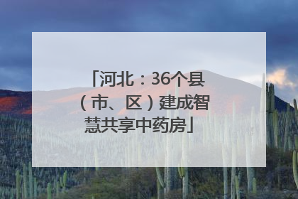 河北：36个县（市、区）建成智慧共享中药房