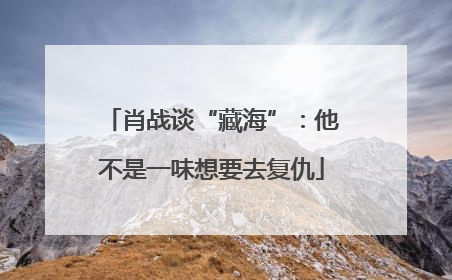 肖战谈“藏海”：他不是一味想要去复仇