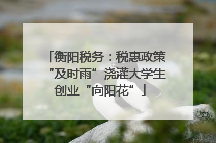 衡阳税务：税惠政策“及时雨”浇灌大学生创业“向阳花”