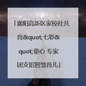 襄阳高新区家校社共育"七彩"童心 专家团支招智慧育儿