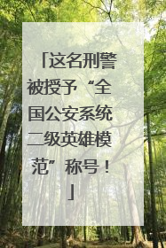 这名刑警被授予“全国公安系统二级英雄模范”称号！