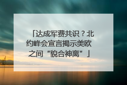 达成军费共识？北约峰会宣言揭示美欧之间“貌合神离”