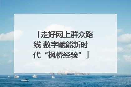 走好网上群众路线 数字赋能新时代“枫桥经验”