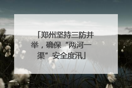 郑州坚持三防并举，确保“两河一渠”安全度汛