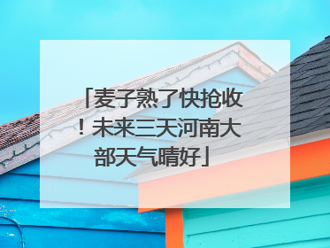 麦子熟了快抢收！未来三天河南大部天气晴好